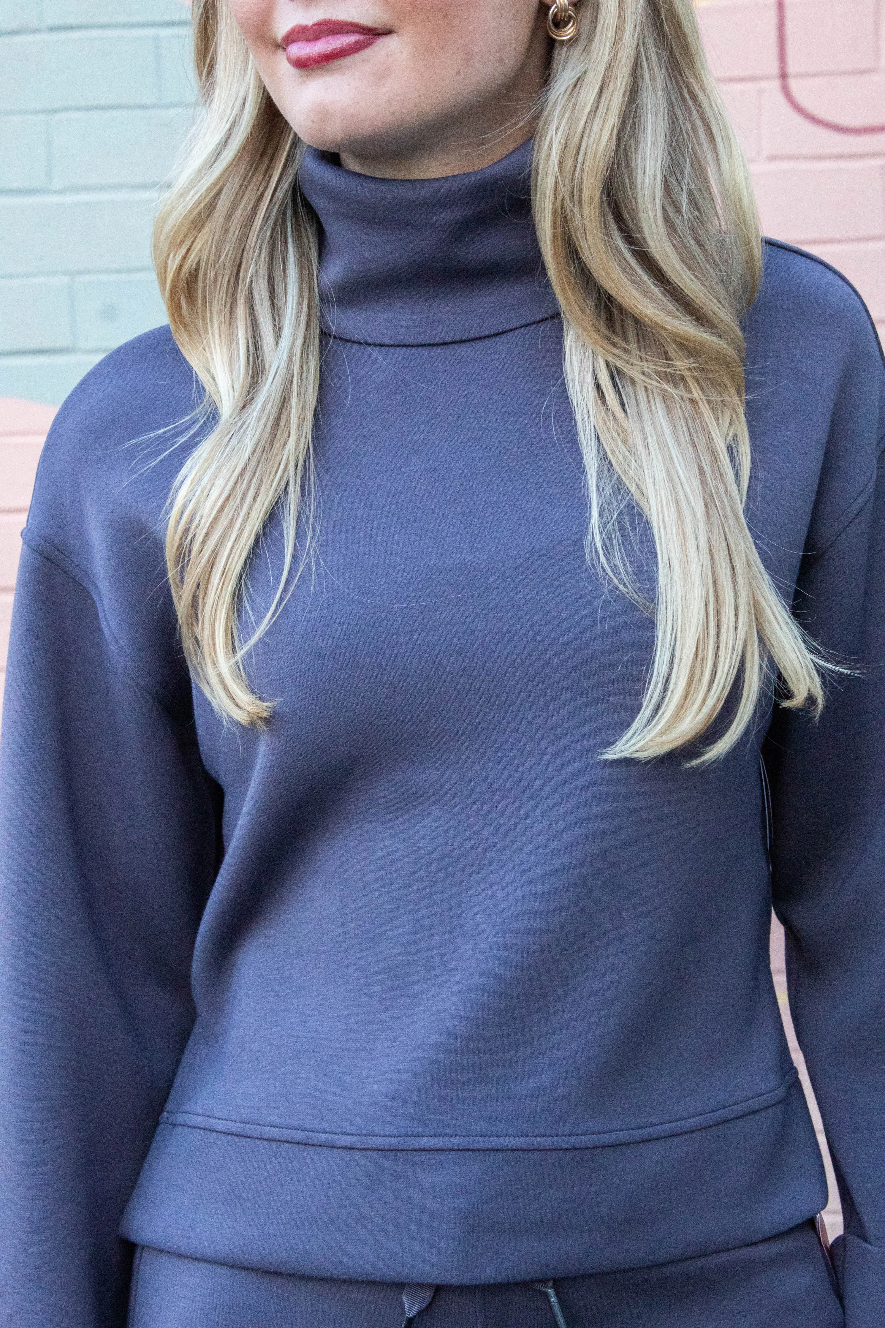 Airessentials Cropped Turtleneck Top, Storm | SPANX sold by North & Main Clothing Company product image thumbnail 5