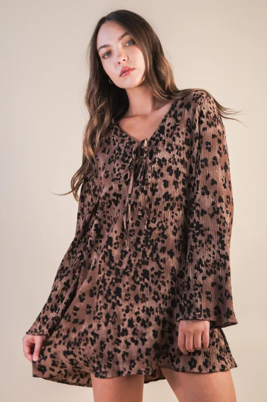 Abbey Mini Dress, Mocha Leopard made by Very J