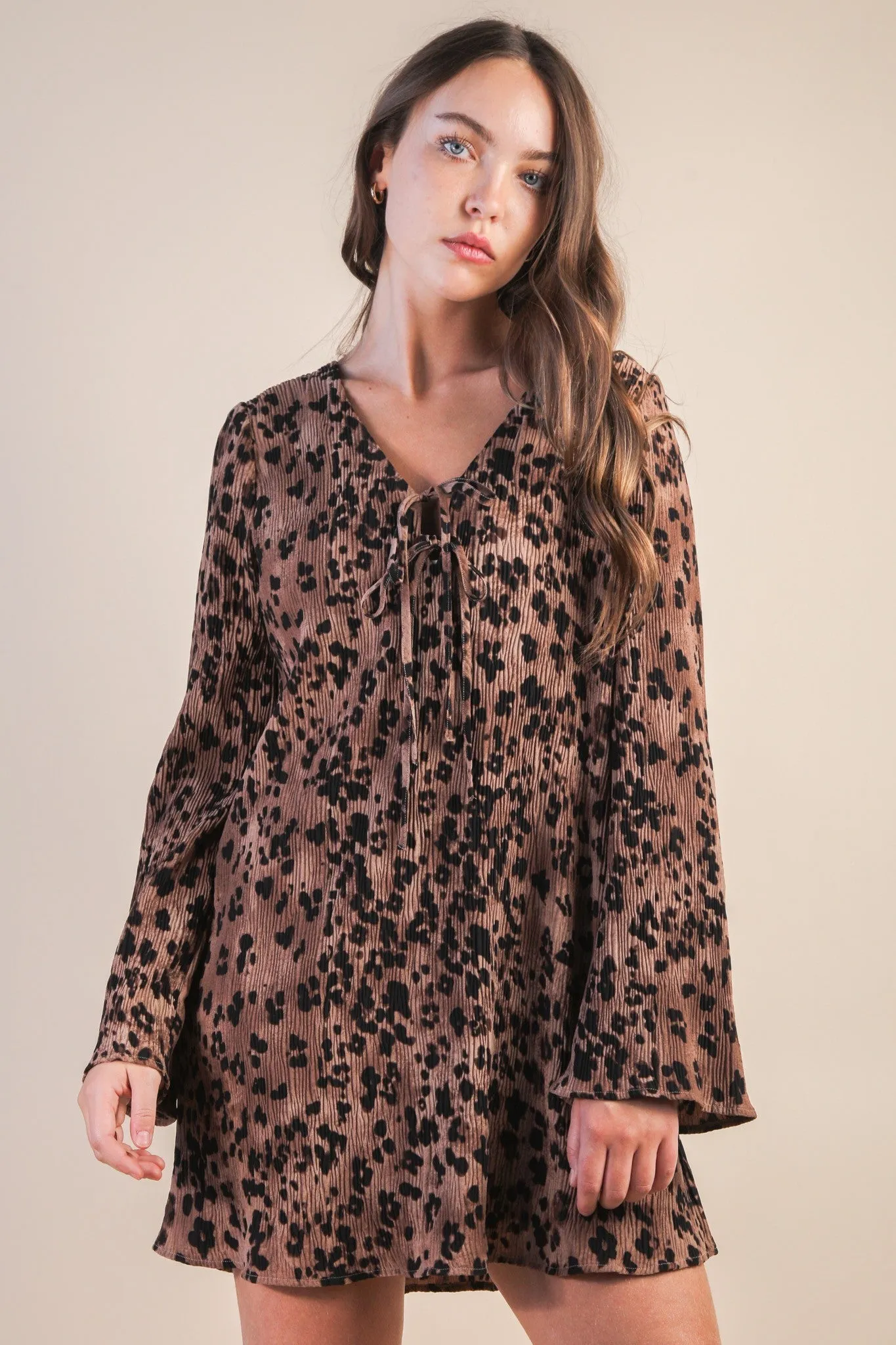 Abbey Mini Dress, Mocha Leopard sold by North & Main Clothing Company product image thumbnail 5