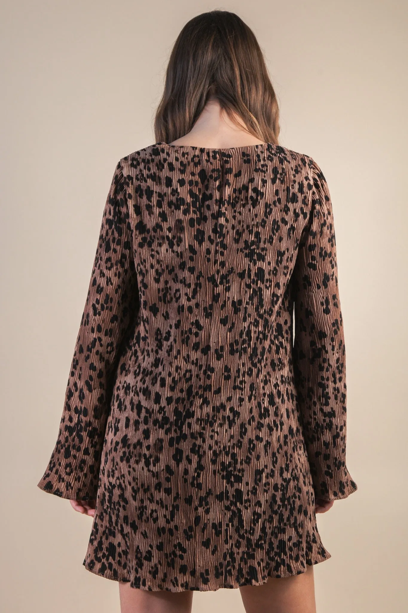 Abbey Mini Dress, Mocha Leopard sold by North & Main Clothing Company product image thumbnail 4