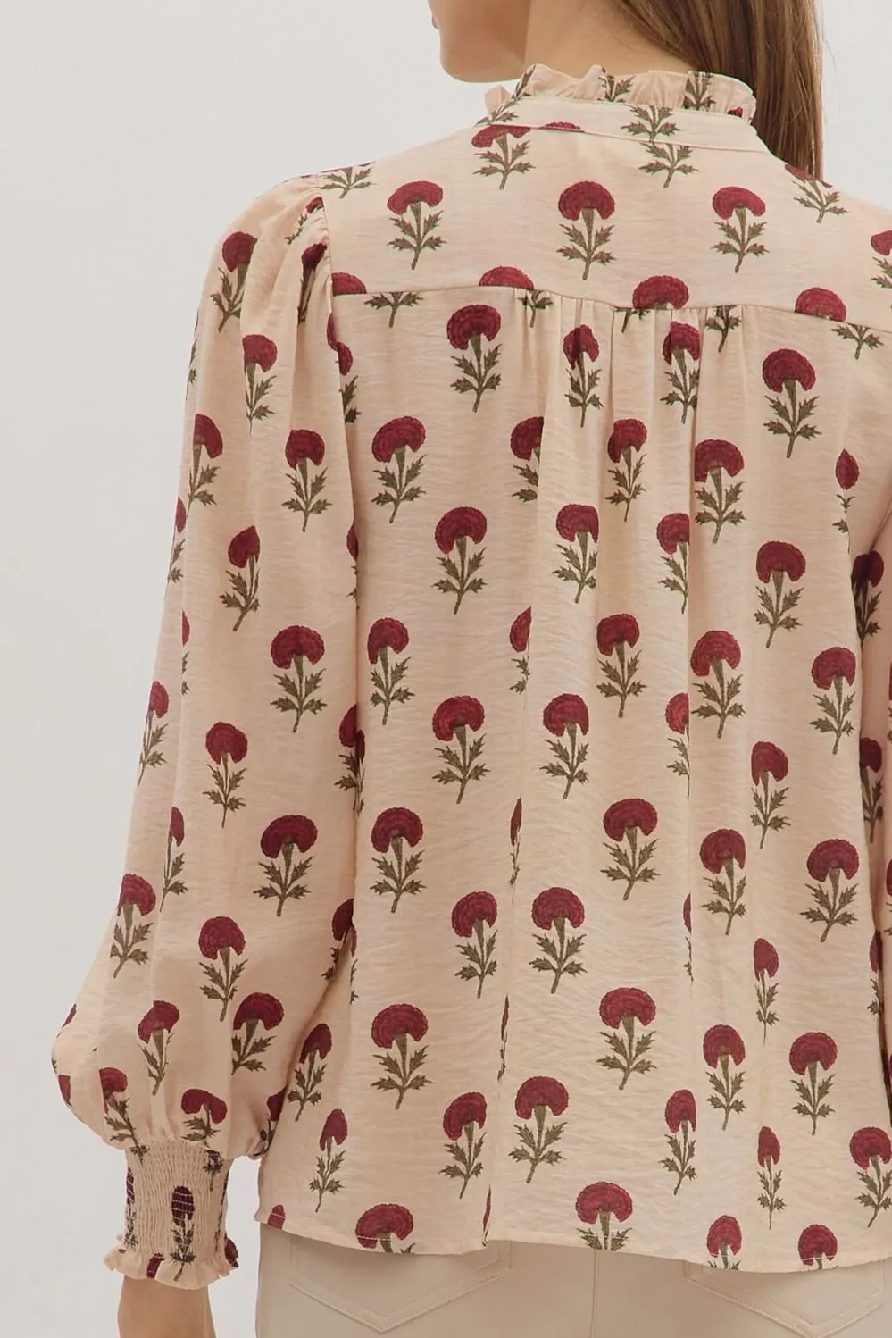 Sadie Floral Blouse, Ecru sold by North & Main Clothing Company product image thumbnail 5