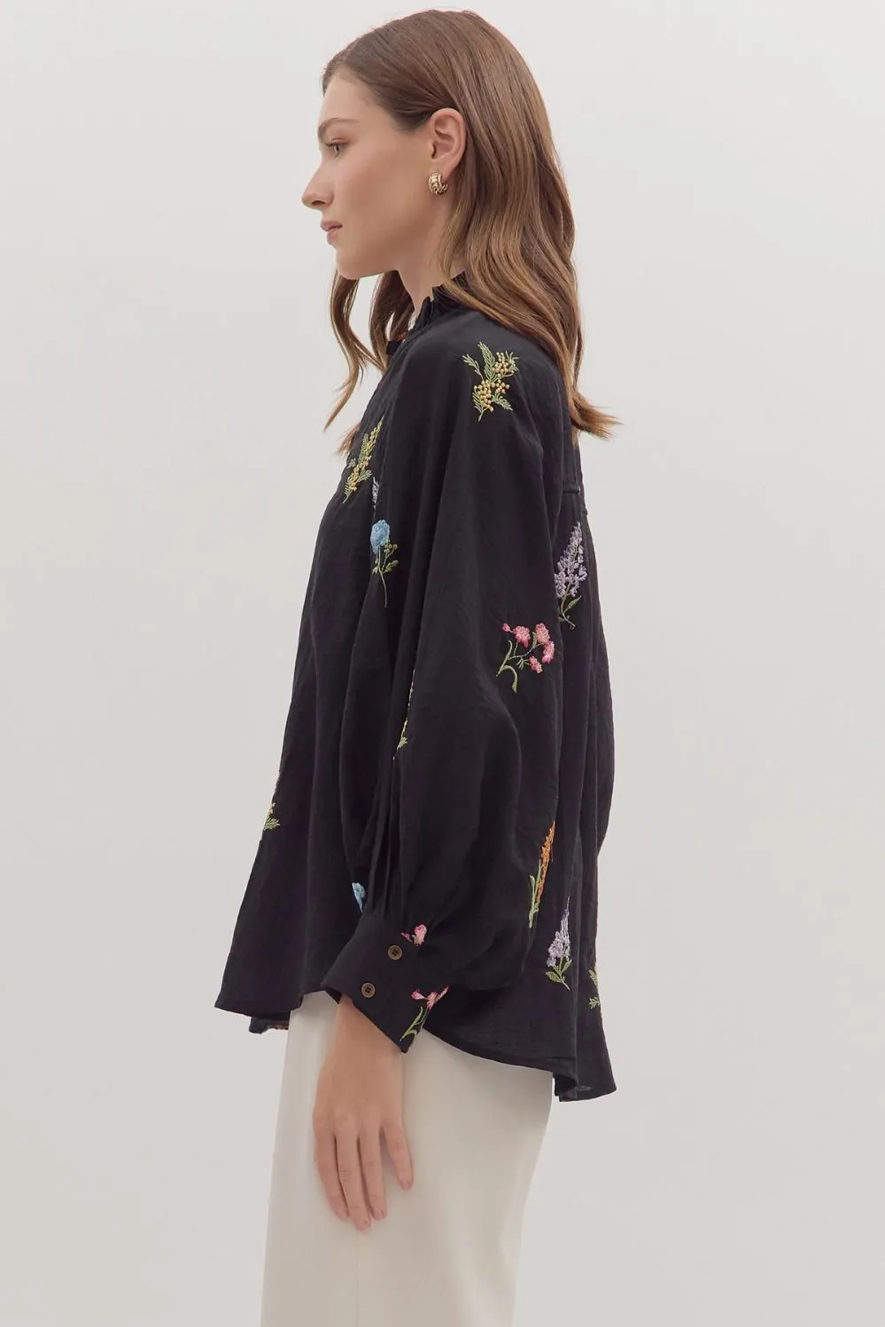 Bethany Floral Embroidered Blouse, Black sold by North & Main Clothing Company product image thumbnail 3