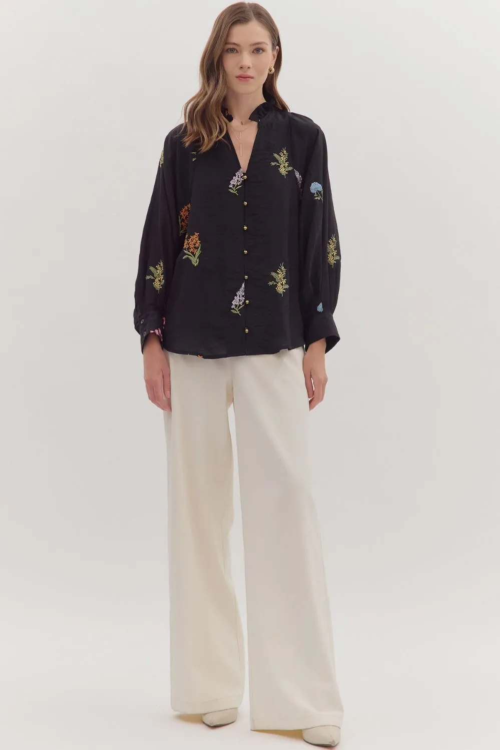 Bethany Floral Embroidered Blouse, Black sold by North & Main Clothing Company product image thumbnail 5