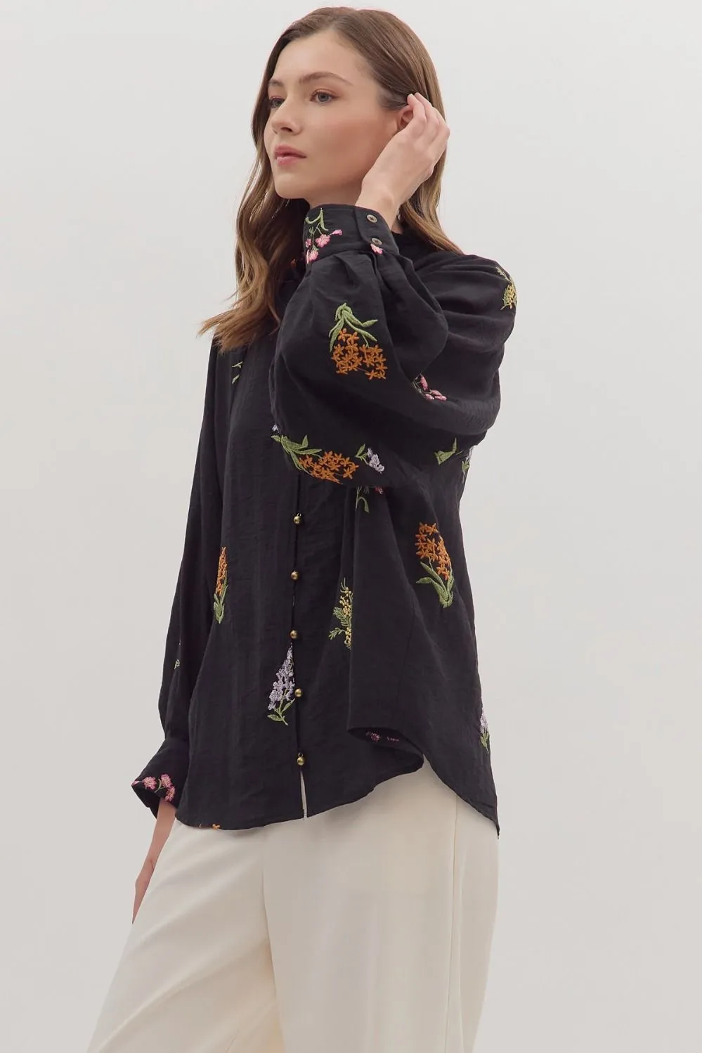 Bethany Floral Embroidered Blouse, Black sold by North & Main Clothing Company product image thumbnail 2