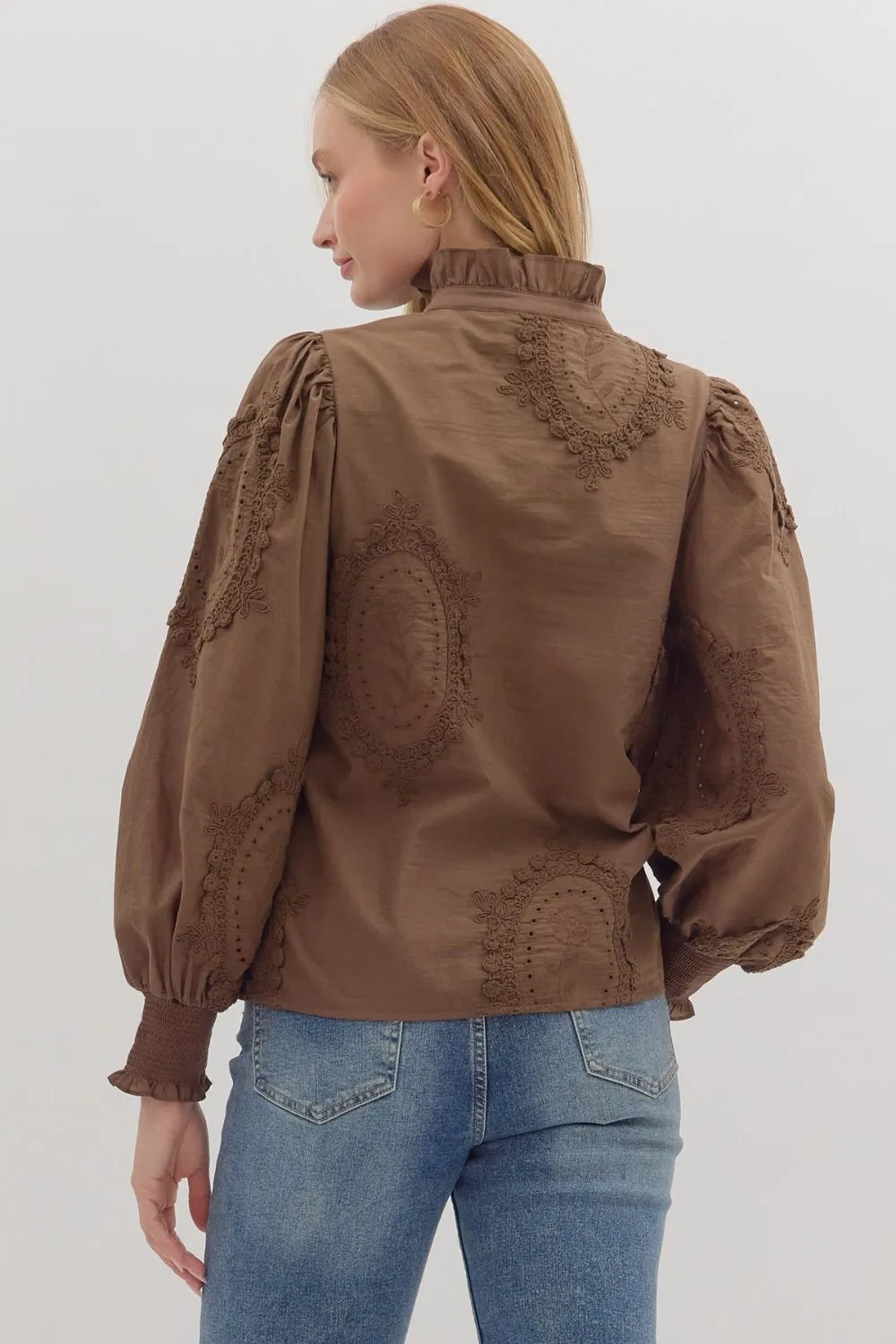 Ali Balloon Sleeve Blouse, Brown sold by North & Main Clothing Company product image thumbnail 4