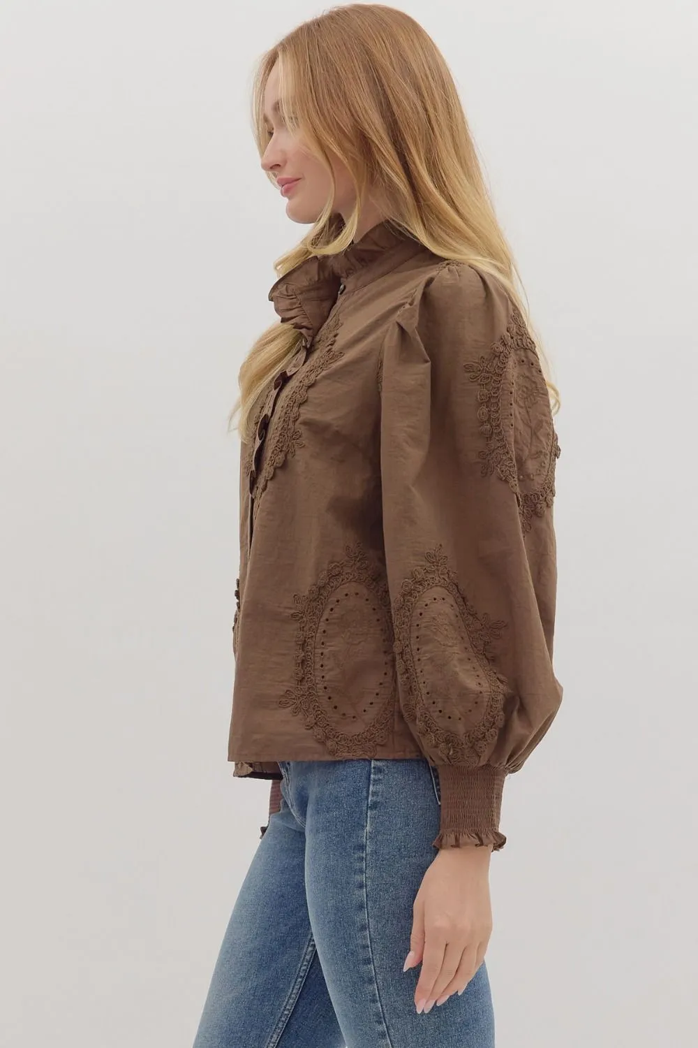 Ali Balloon Sleeve Blouse, Brown sold by North & Main Clothing Company product image thumbnail 3