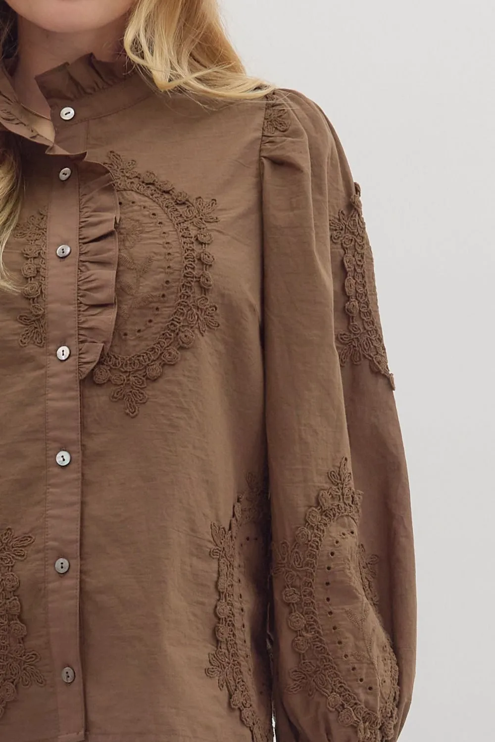 Ali Balloon Sleeve Blouse, Brown sold by North & Main Clothing Company product image thumbnail 5