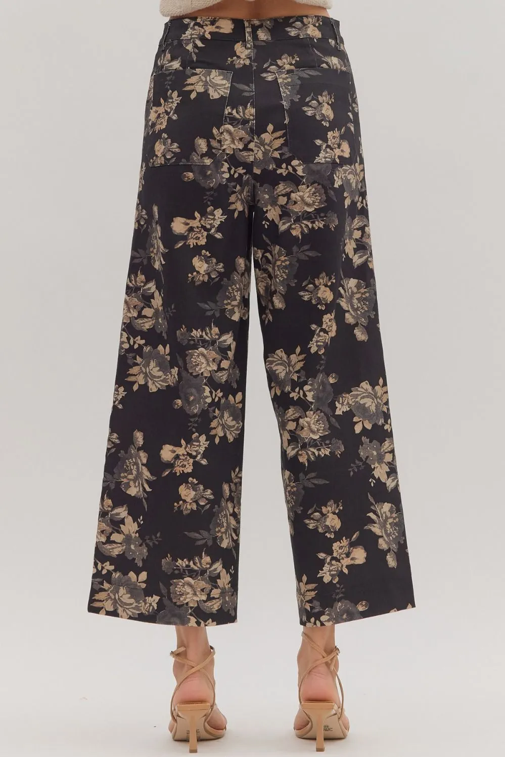Aubrey Floral Mid Rise Ankle Pants, Black sold by North & Main Clothing Company product image thumbnail 4