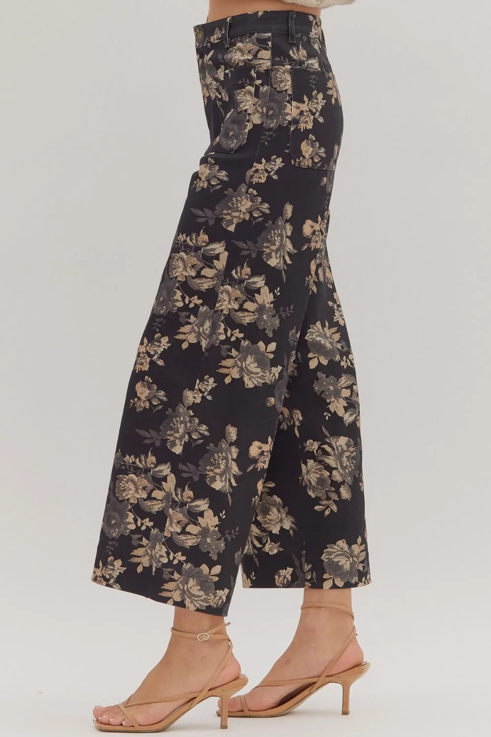 Aubrey Floral Mid Rise Ankle Pants, Black sold by North & Main Clothing Company product image thumbnail 3