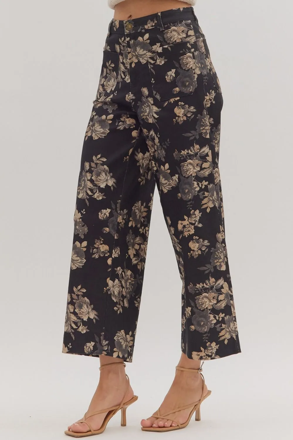 Aubrey Floral Mid Rise Ankle Pants, Black sold by North & Main Clothing Company product image thumbnail 2