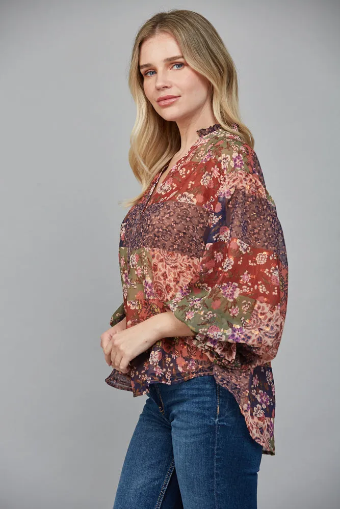 Freya Ruffled Blouse, Multi sold by North & Main Clothing Company product image thumbnail 4