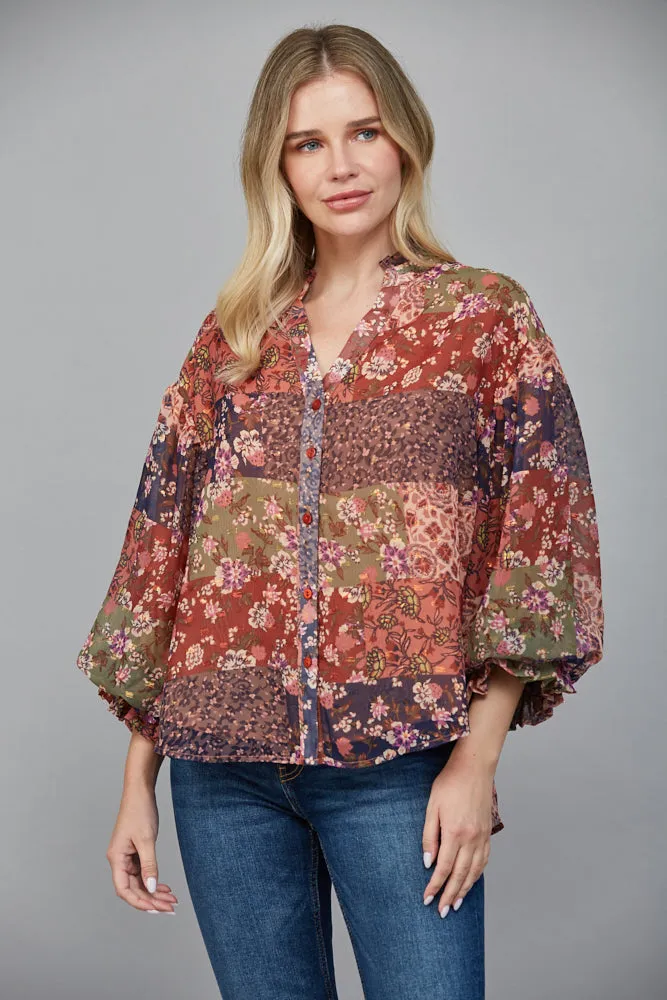 Freya Ruffled Blouse, Multi sold by North & Main Clothing Company