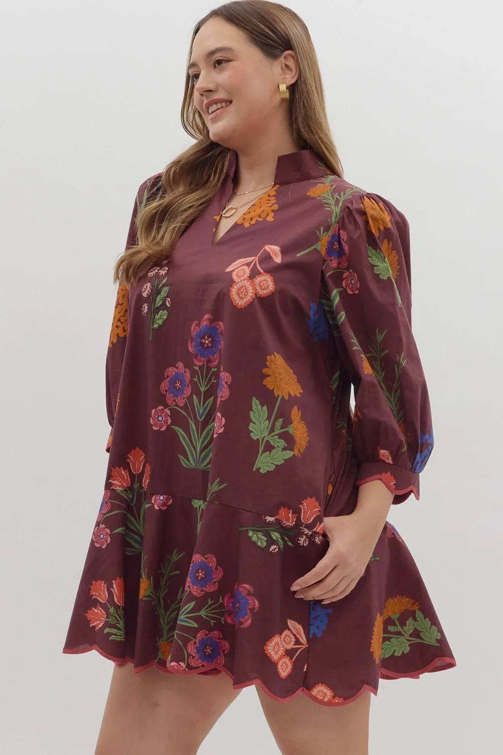 Mindi Scallop Hem Mini Dress, Plum | Plus Size sold by North & Main Clothing Company product image thumbnail 3