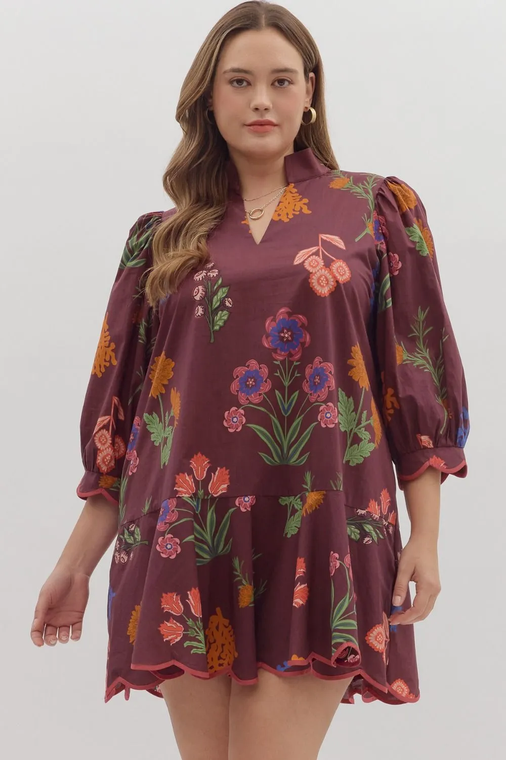 Mindi Scallop Hem Mini Dress, Plum | Plus Size sold by North & Main Clothing Company product image thumbnail 2