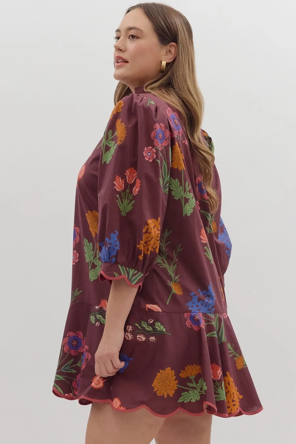 Mindi Scallop Hem Mini Dress, Plum | Plus Size sold by North & Main Clothing Company product image thumbnail 4