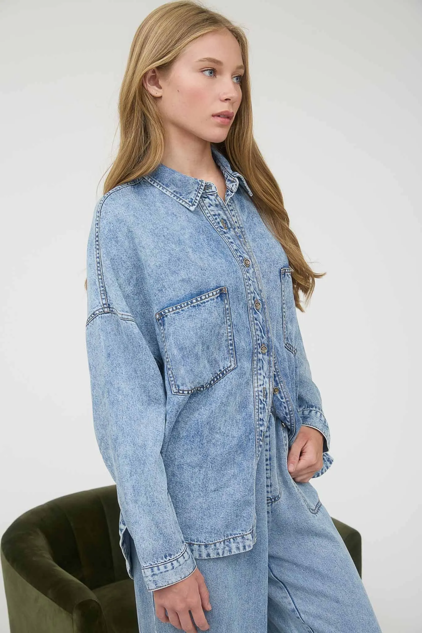 Luci Button Down Shirt, Chambray sold by North & Main Clothing Company product image thumbnail 4