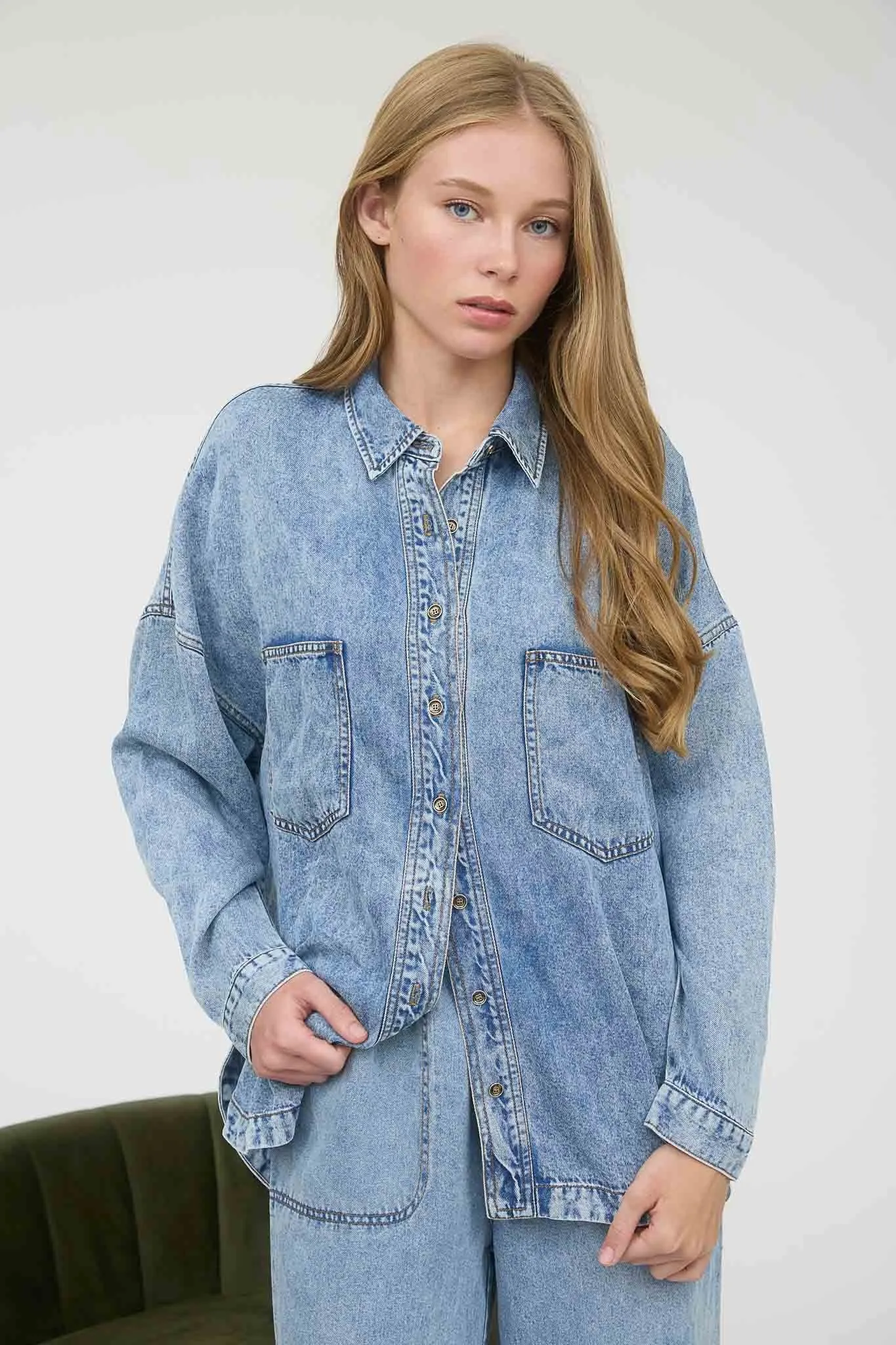 Luci Button Down Shirt, Chambray sold by North & Main Clothing Company product image thumbnail 3
