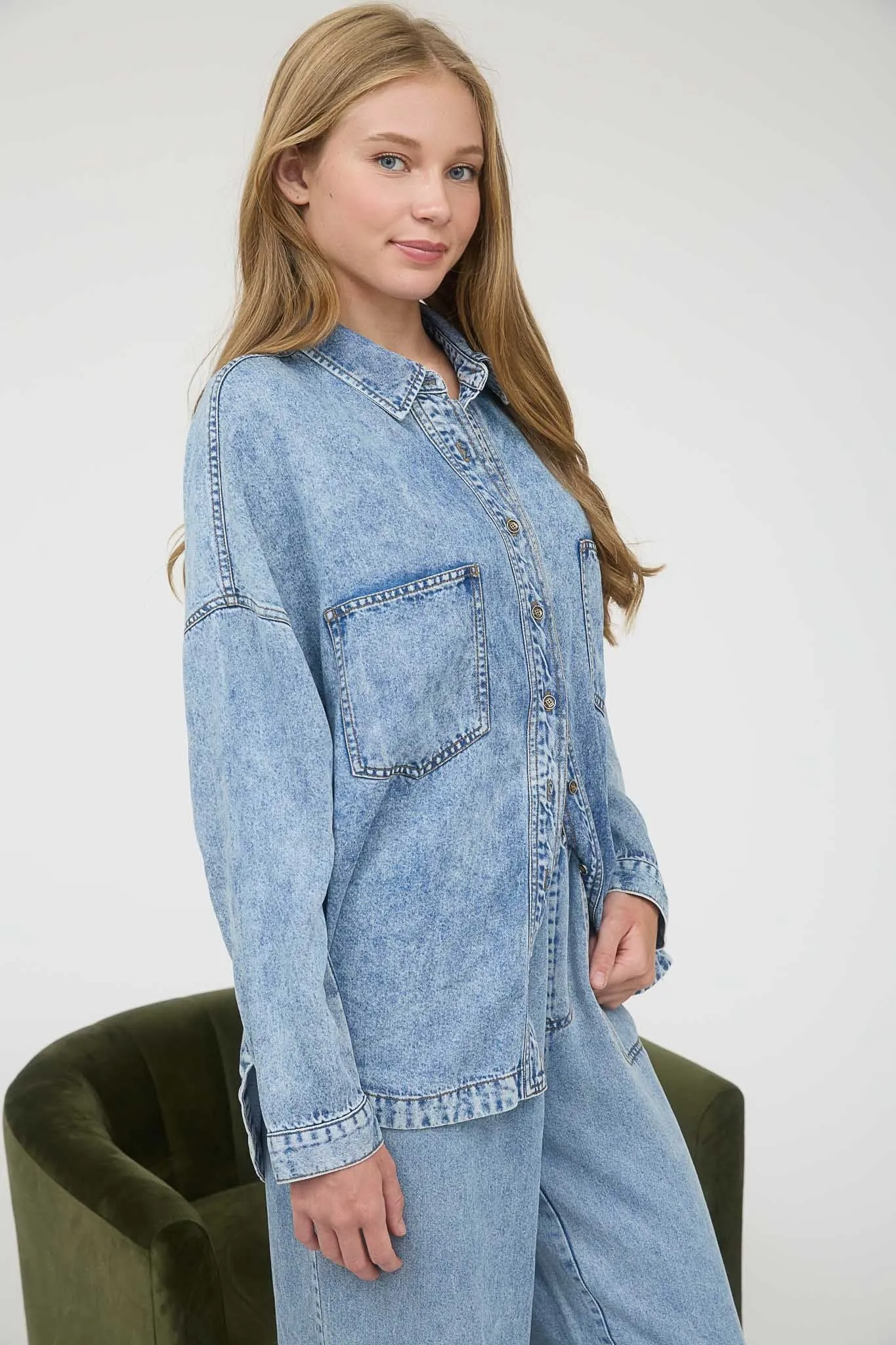 Luci Button Down Shirt, Chambray sold by North & Main Clothing Company product image thumbnail 5
