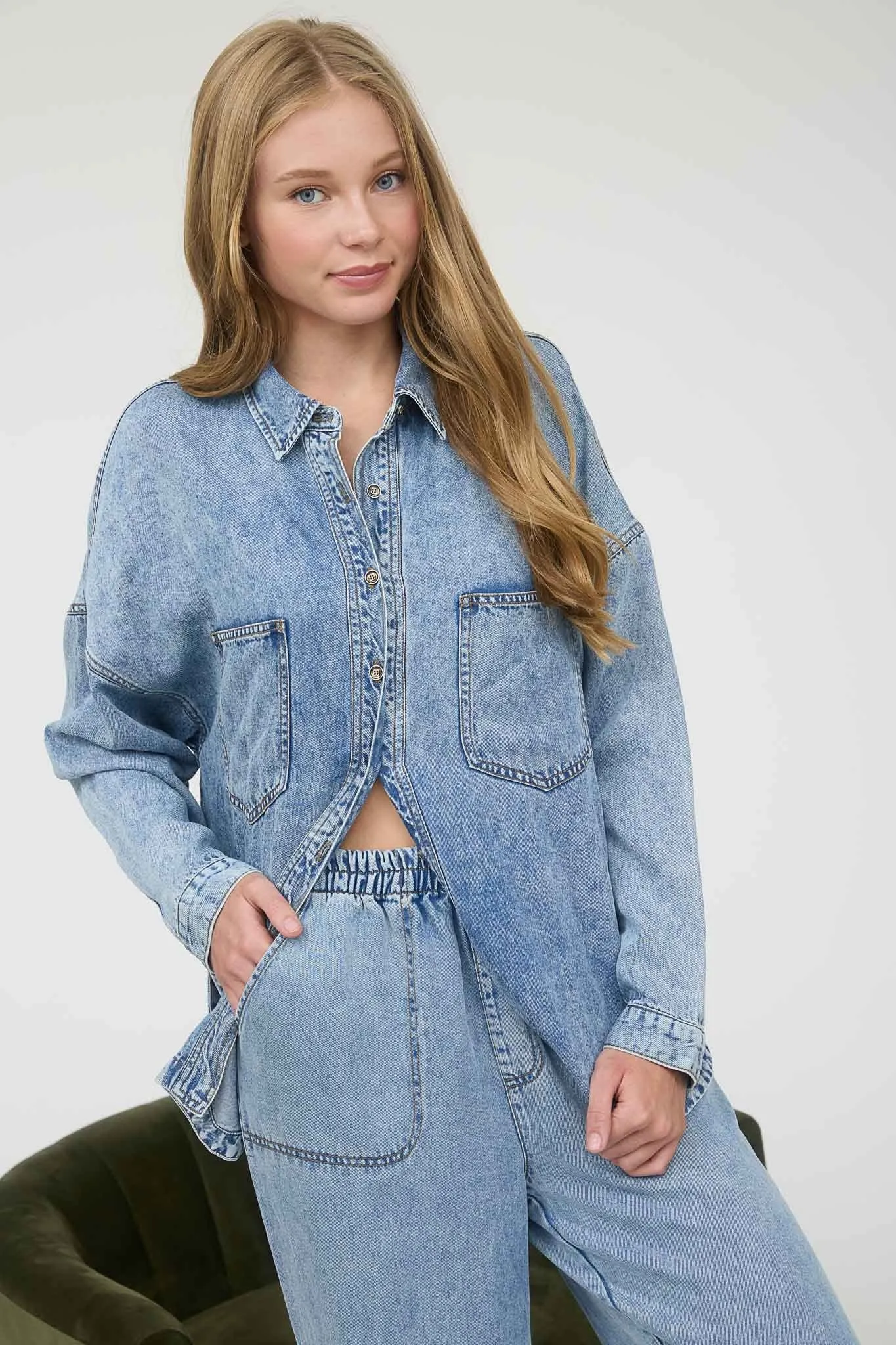 Luci Button Down Shirt, Chambray sold by North & Main Clothing Company product image thumbnail 2