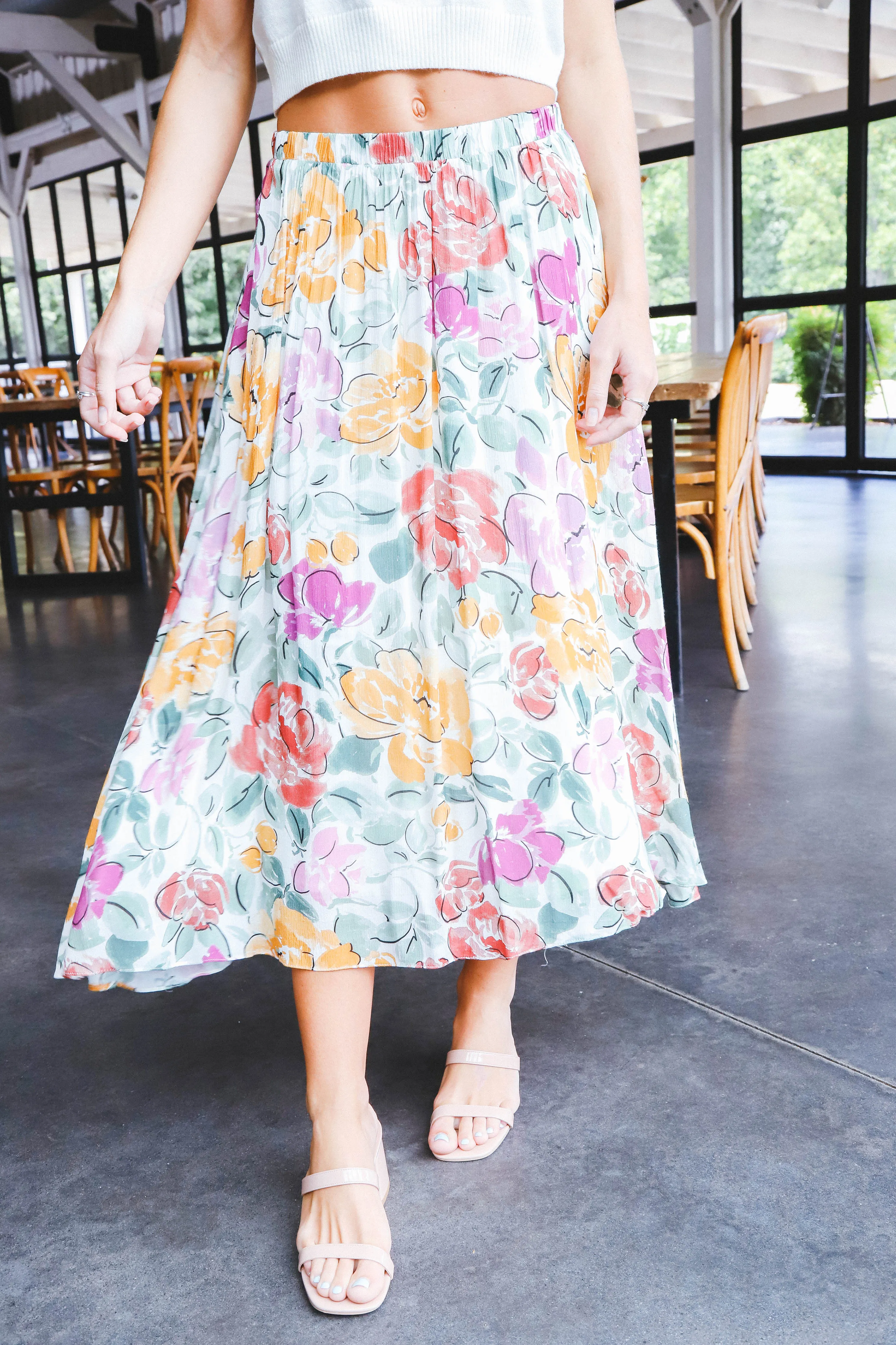 Treasures Gathered Midi Skirt, Multi | Sadie & Sage sold by North & Main Clothing Company