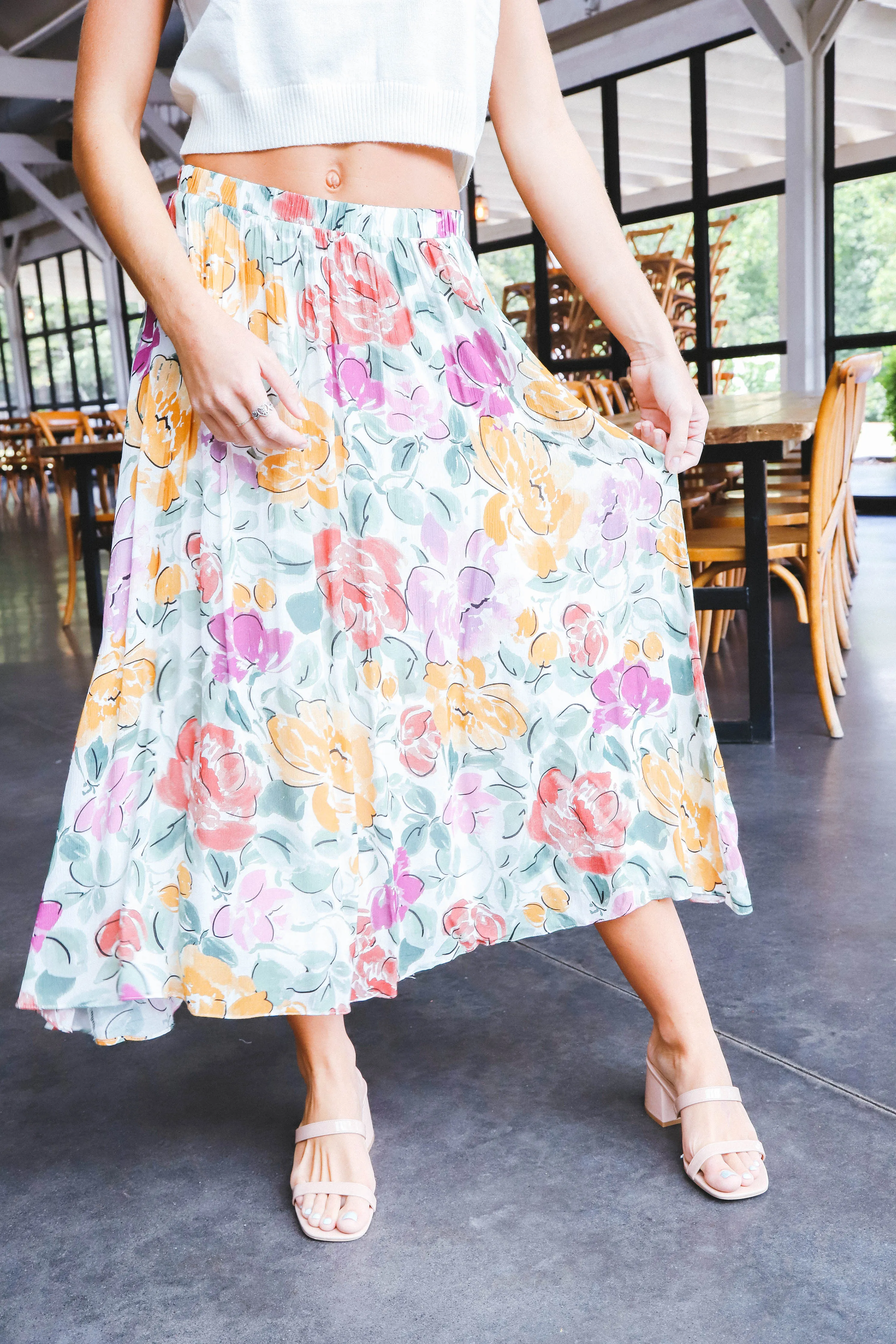 Treasures Gathered Midi Skirt, Multi | Sadie & Sage sold by North & Main Clothing Company product image thumbnail 3