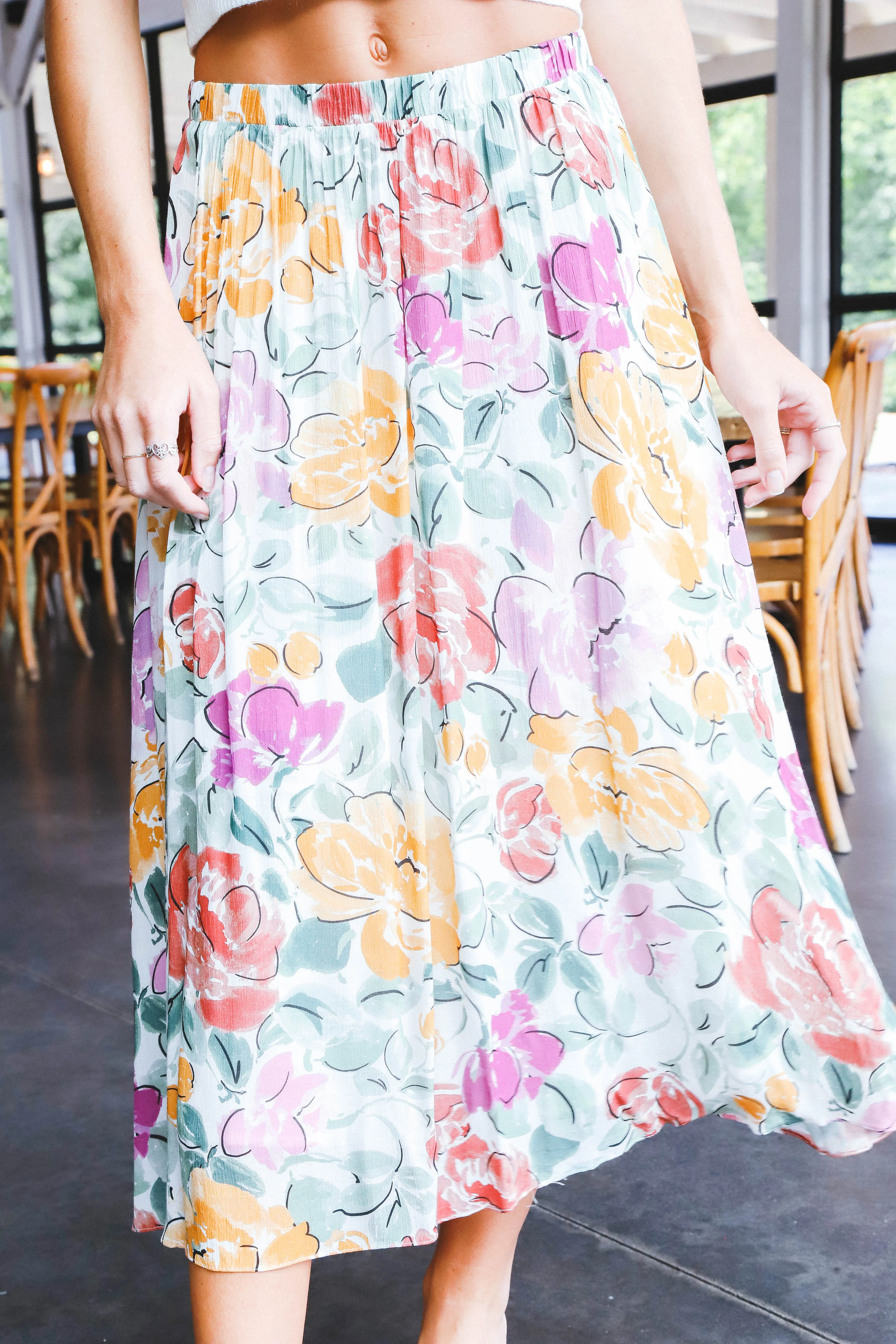 Treasures Gathered Midi Skirt, Multi | Sadie & Sage sold by North & Main Clothing Company product image thumbnail 5