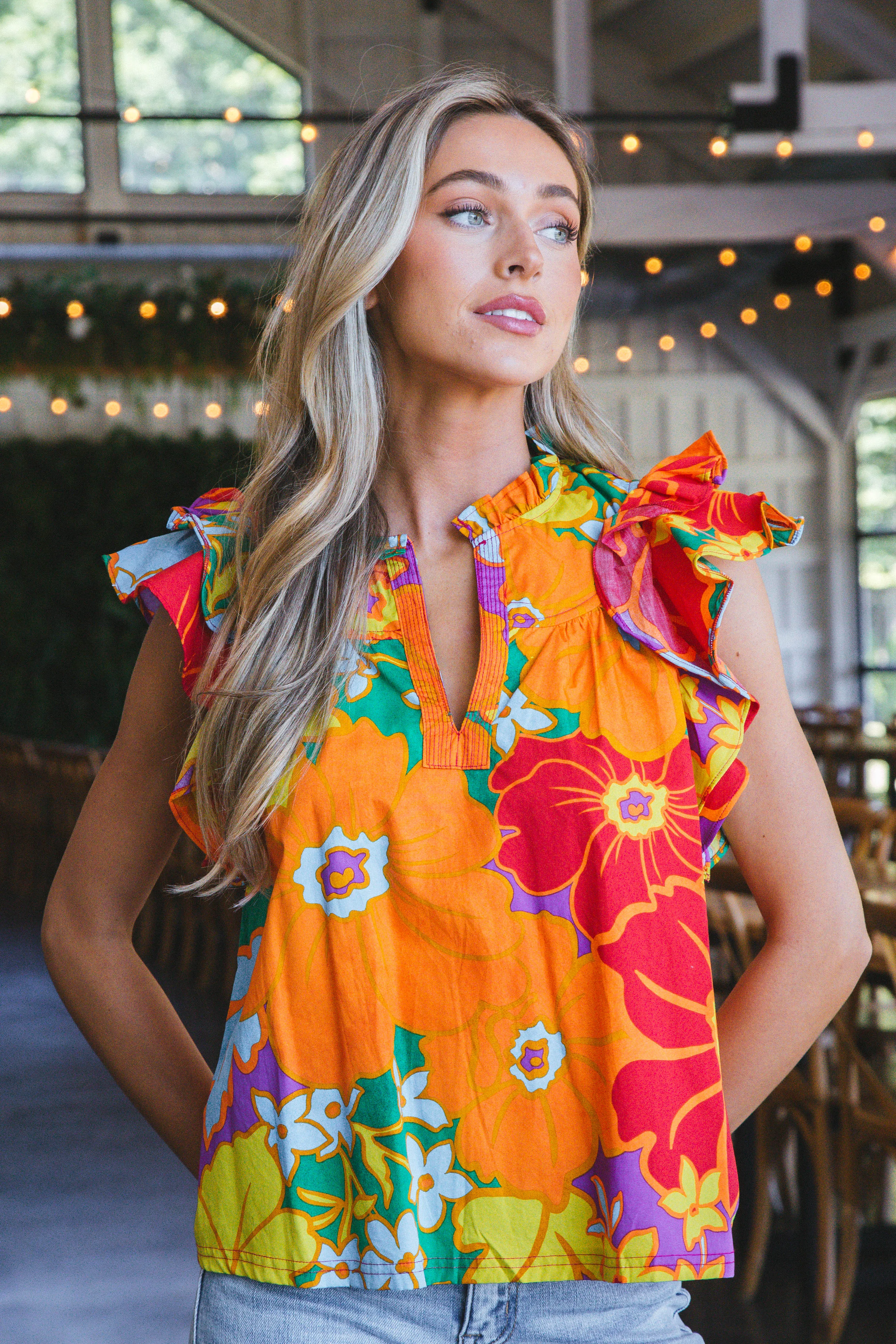 Emmy Ruffled Shoulder Top, Multi sold by North & Main Clothing Company product image thumbnail 4