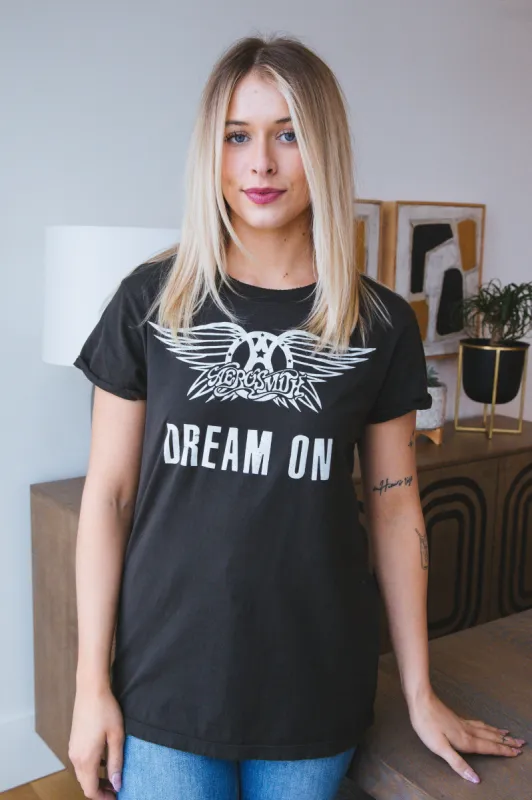 Aerosmith Dream On Graphic Tee, Vintage Black | Recycled Karma sold by North & Main Clothing Company