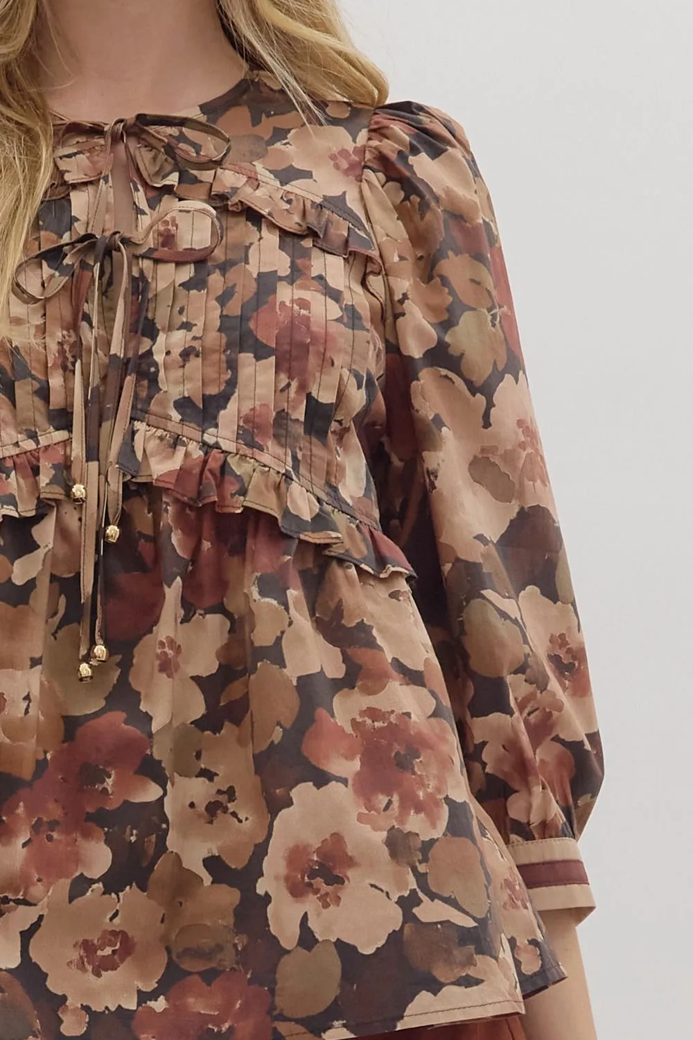 Penny Floral Top, Brown sold by North & Main Clothing Company product image thumbnail 5