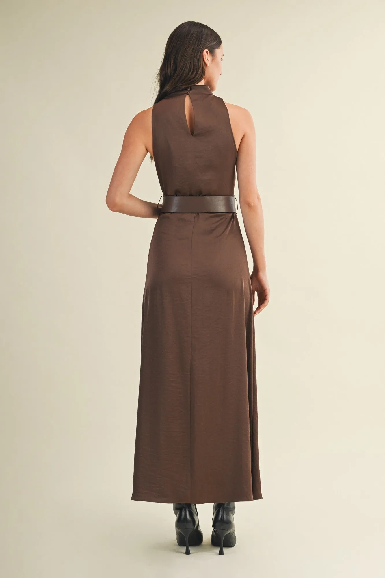 Colette Belted Maxi Dress, Dark Brown sold by North & Main Clothing Company product image thumbnail 4