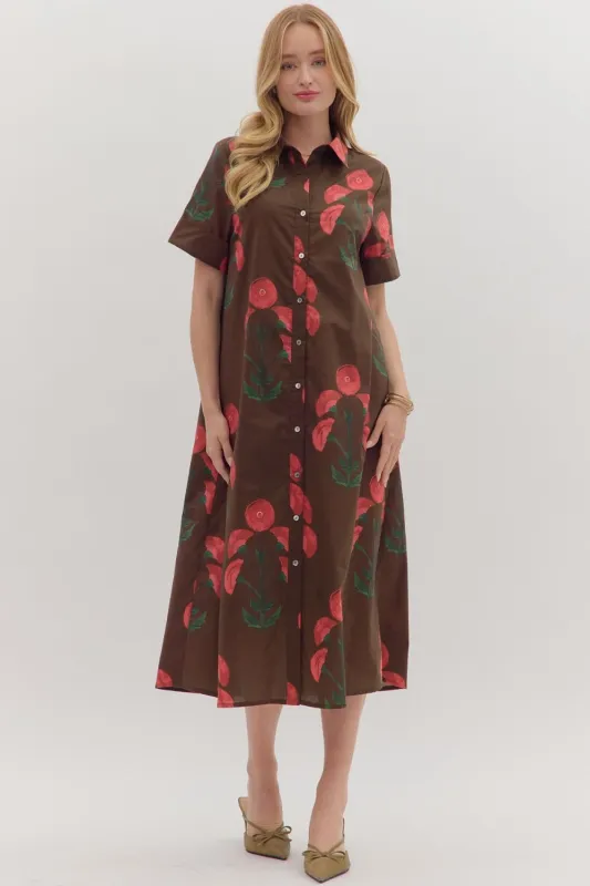 Beatrice Shirt Dress, Brown sold by North & Main Clothing Company