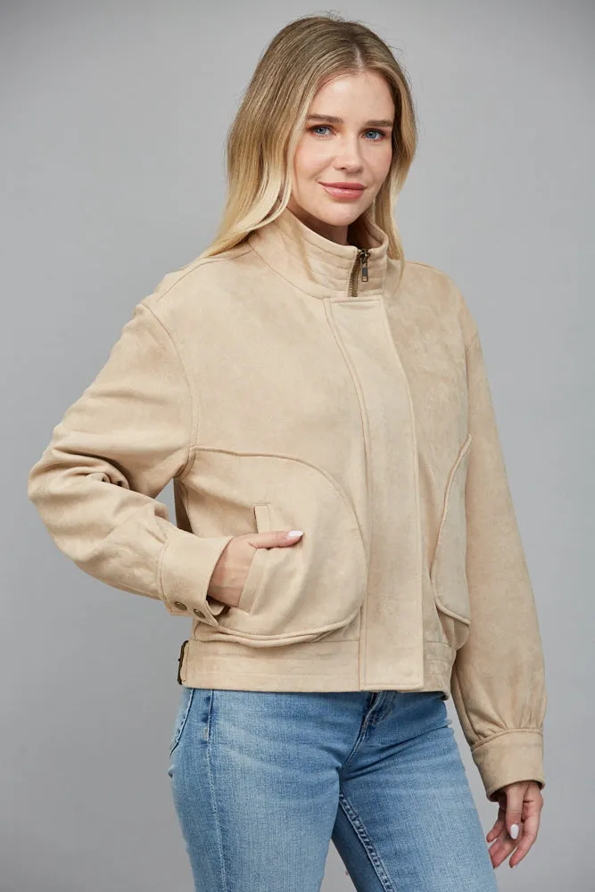 Eloise Faux Suede Jacket, Beige sold by North & Main Clothing Company product image thumbnail 4