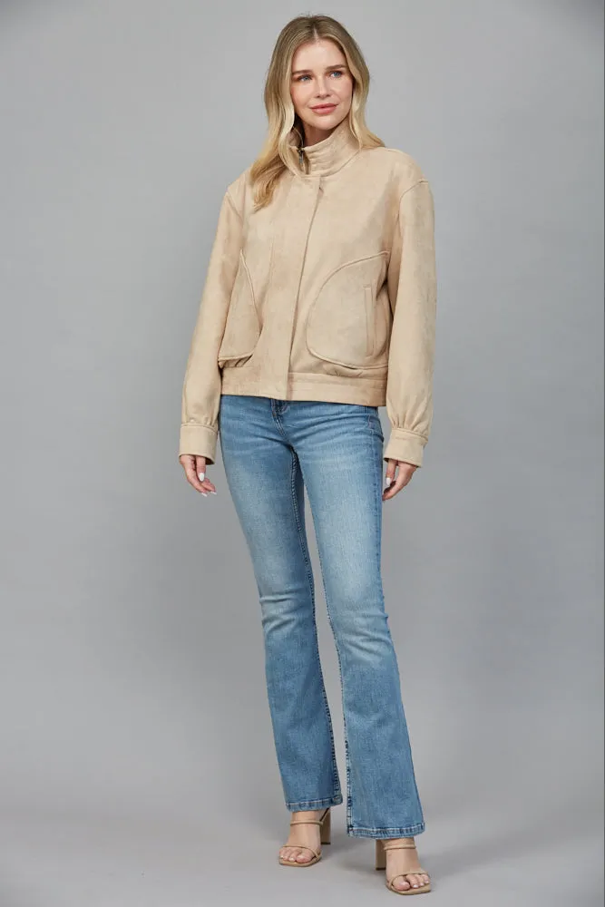 Eloise Faux Suede Jacket, Beige sold by North & Main Clothing Company product image thumbnail 3