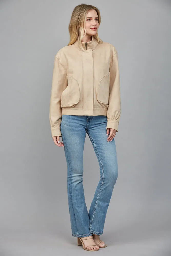 Eloise Faux Suede Jacket, Beige sold by North & Main Clothing Company product image thumbnail 5