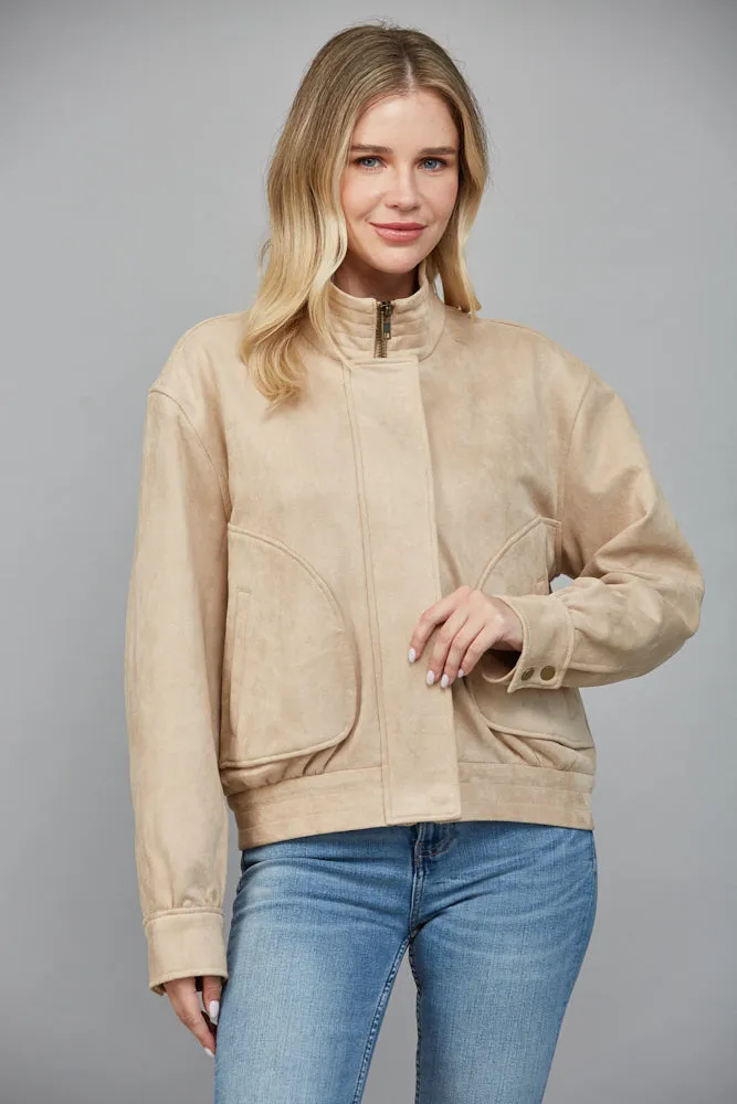 Eloise Faux Suede Jacket, Beige sold by North & Main Clothing Company product image thumbnail 2