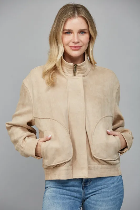 Eloise Faux Suede Jacket, Beige sold by North & Main Clothing Company