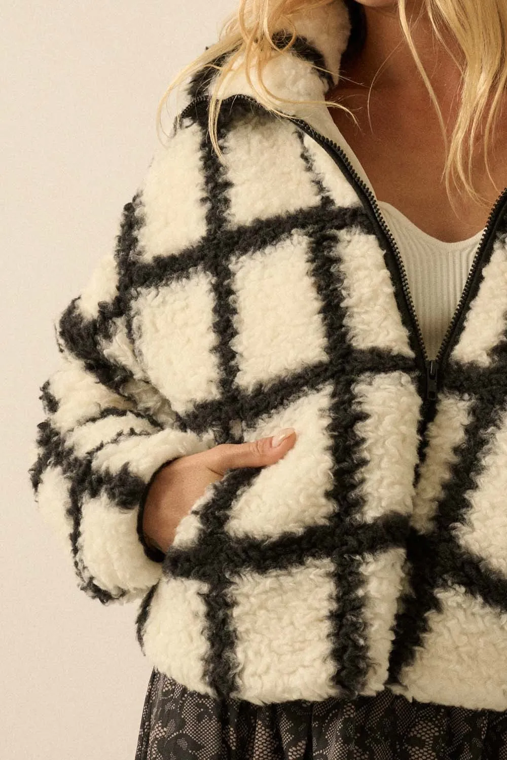 Jenna Check Print Jacket, Cream-Black sold by North & Main Clothing Company product image thumbnail 2