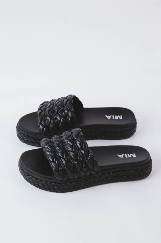 Bri Braided Slide On Sandal, Black sold by North & Main Clothing Company