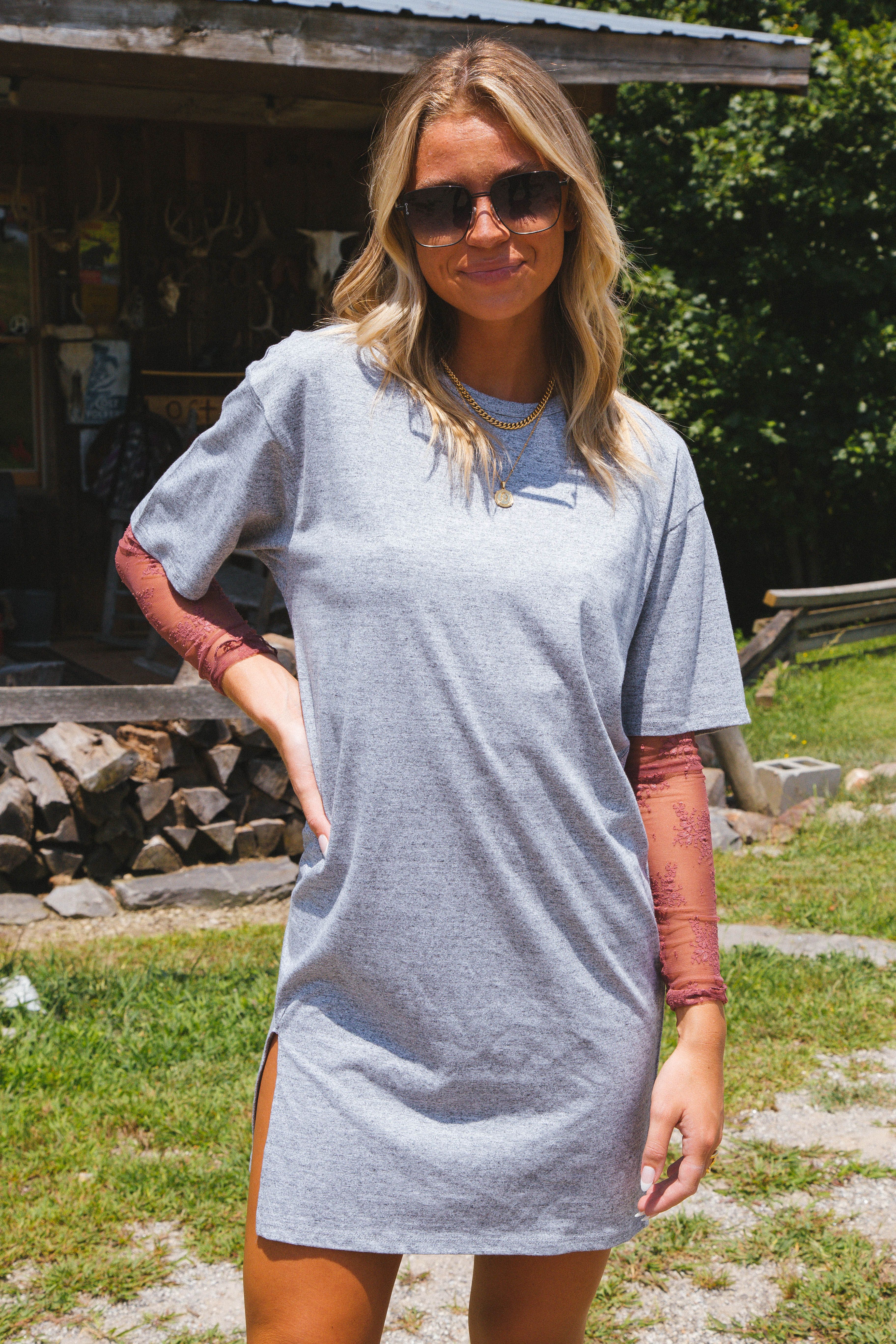 Take A Trip T-Shirt Dress, Heather Grey sold by North & Main Clothing Company product image thumbnail 5