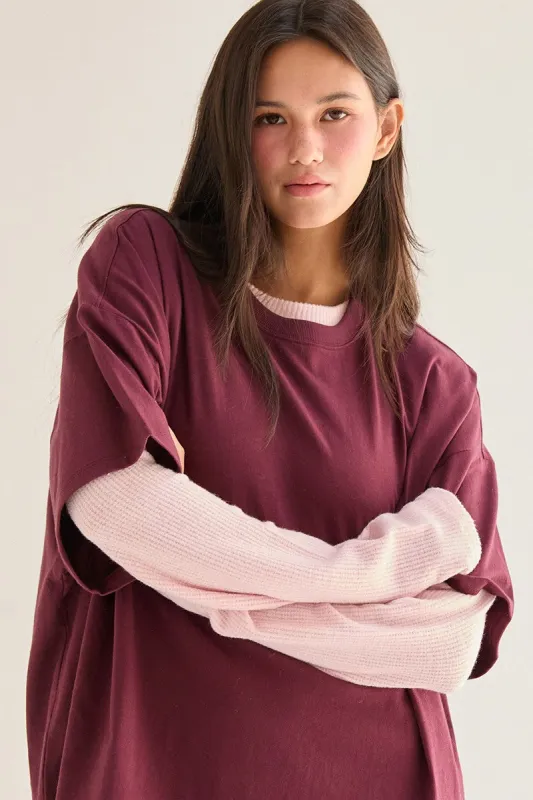 Clara Oversized Tee, Dark Cherry made by HYFVE