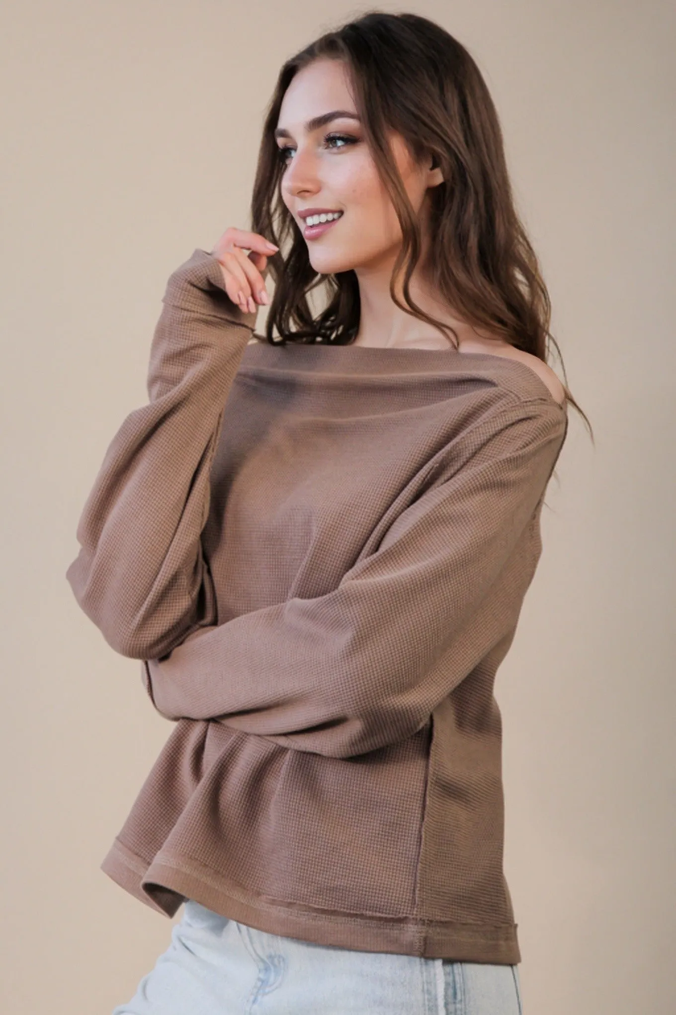 Candace Off the Shoulder Knit Top, Mocha sold by North & Main Clothing Company product image thumbnail 2