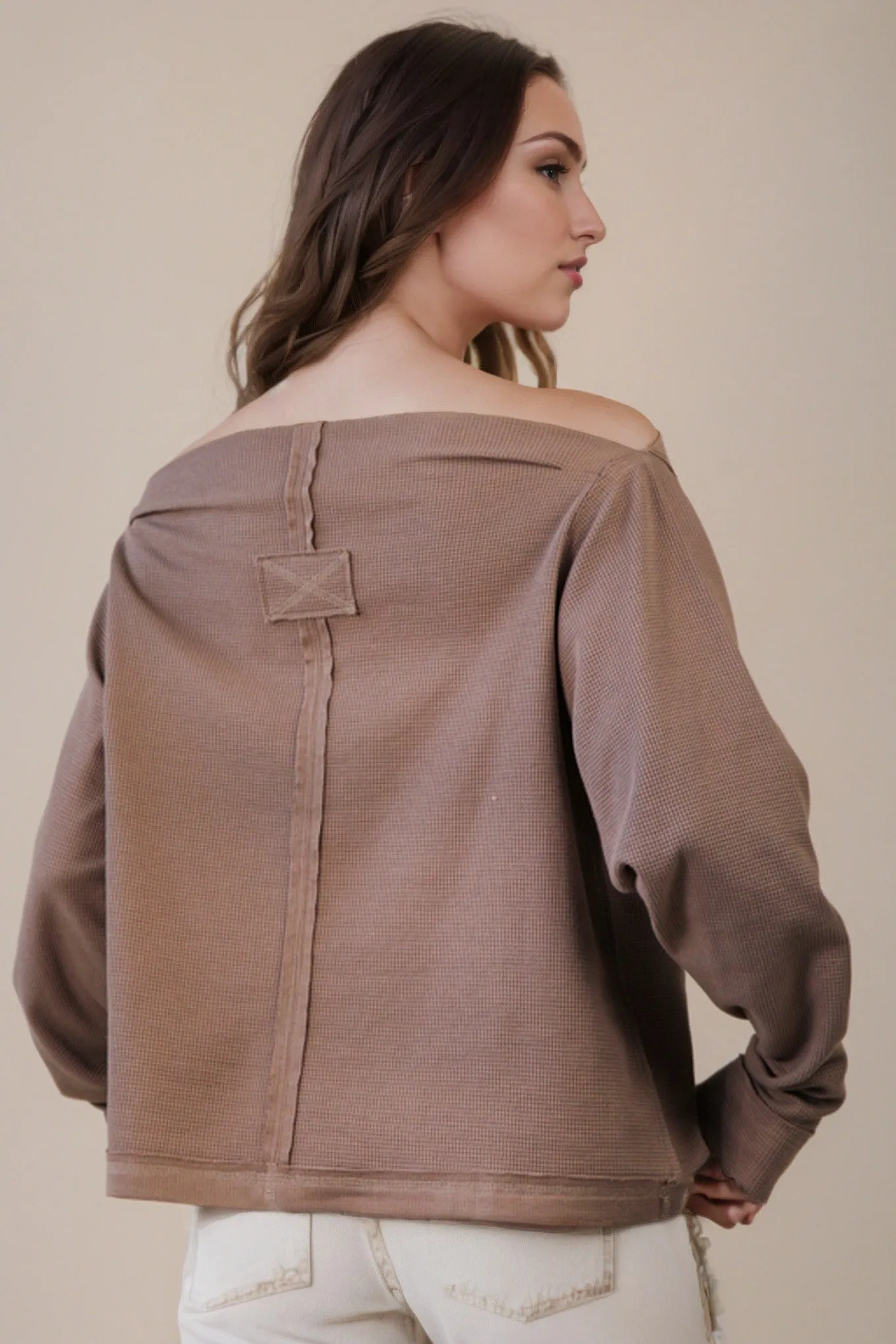 Candace Off the Shoulder Knit Top, Mocha sold by North & Main Clothing Company product image thumbnail 3