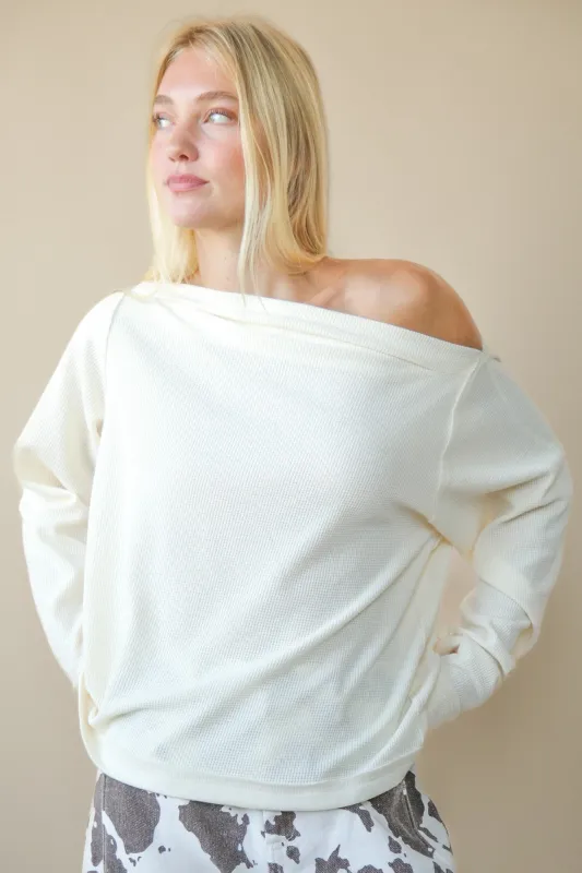 Candace Off the Shoulder Knit Top, Cream made by Very J