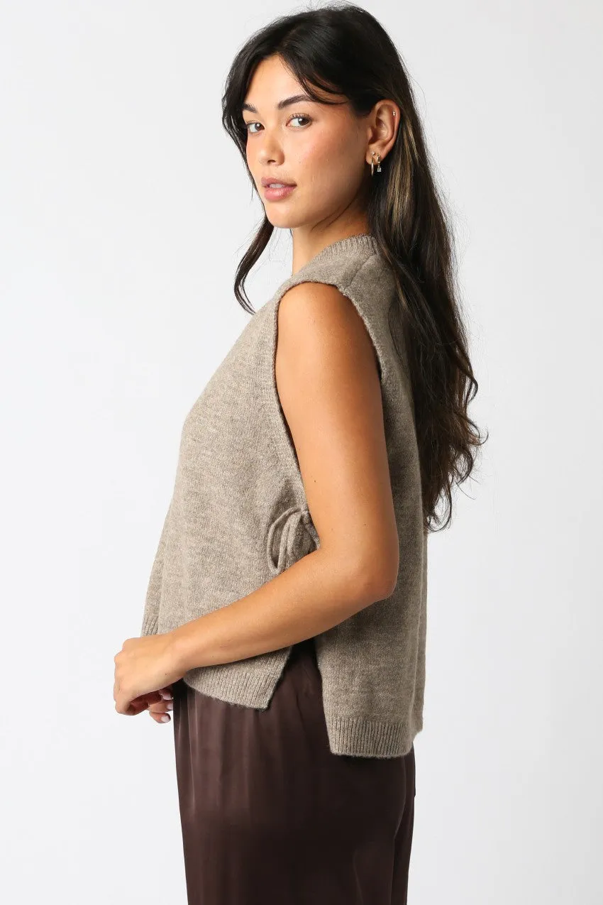 Sybil Side Tie Sweater Vest, Mocha Brown sold by North & Main Clothing Company product image thumbnail 5