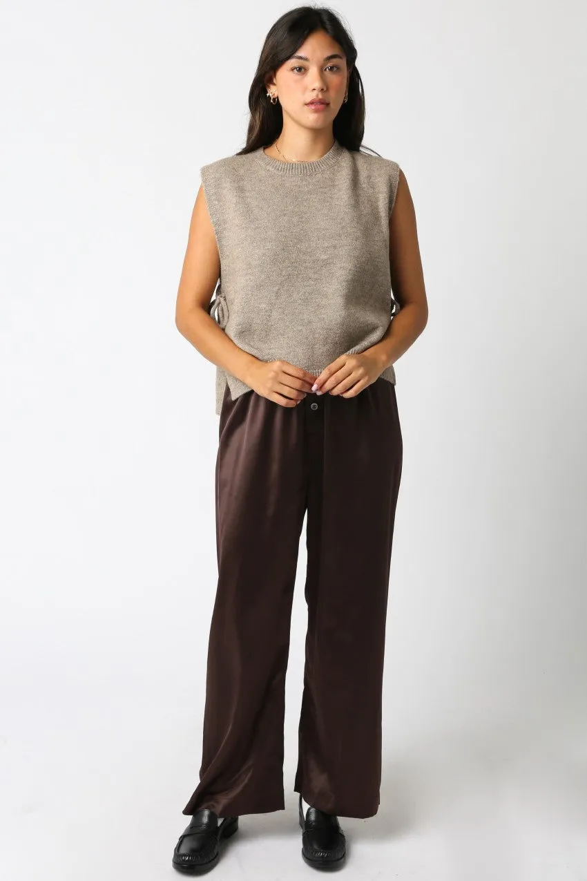 Sybil Side Tie Sweater Vest, Mocha Brown sold by North & Main Clothing Company