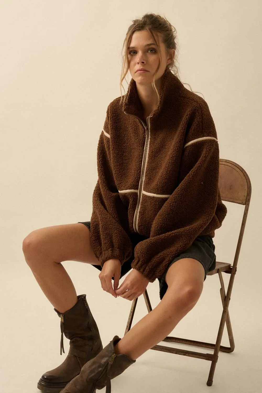 Hannah Sherpa Jacket, Chocolate sold by North & Main Clothing Company product image thumbnail 5