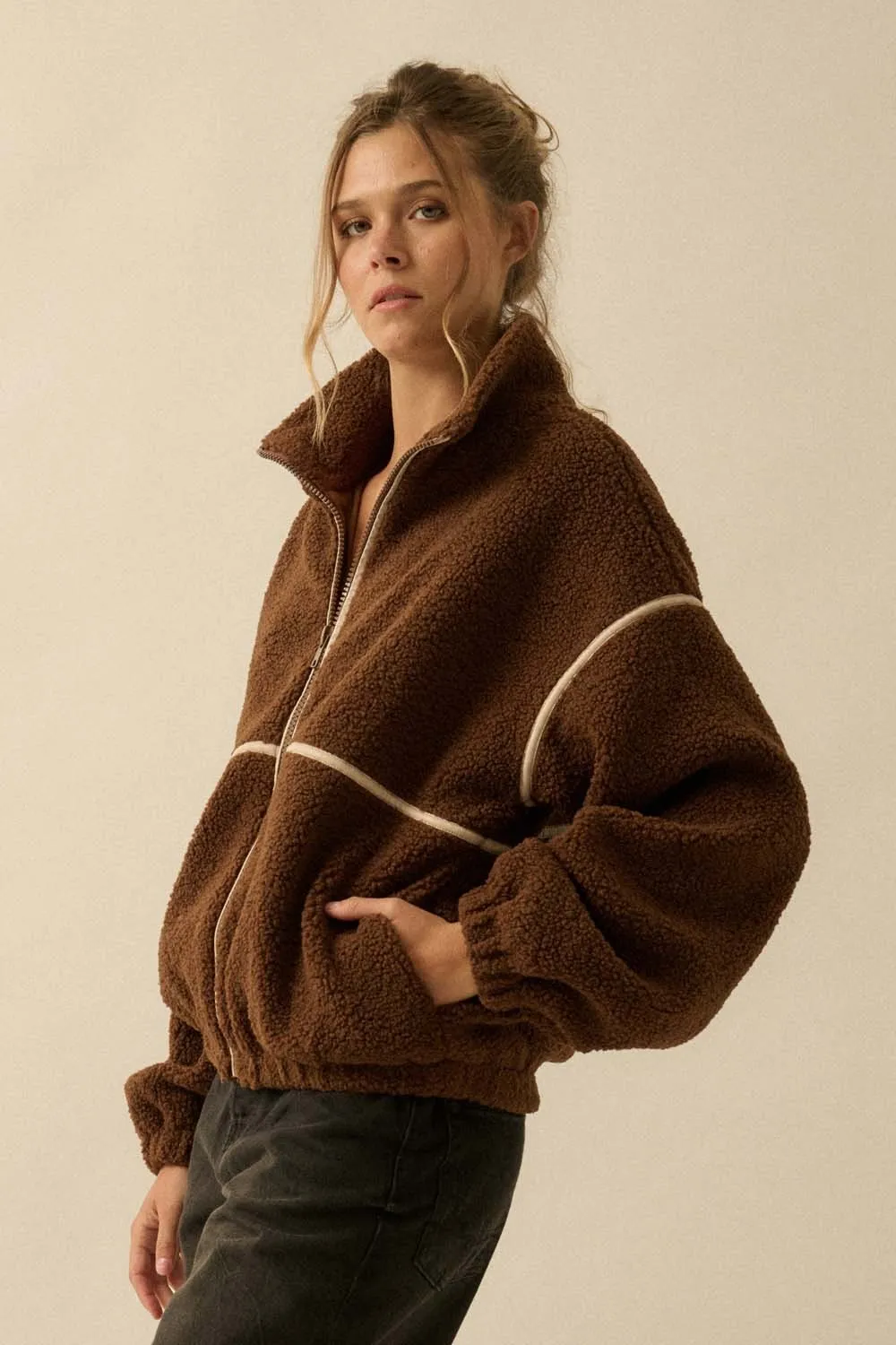 Hannah Sherpa Jacket, Chocolate sold by North & Main Clothing Company product image thumbnail 2