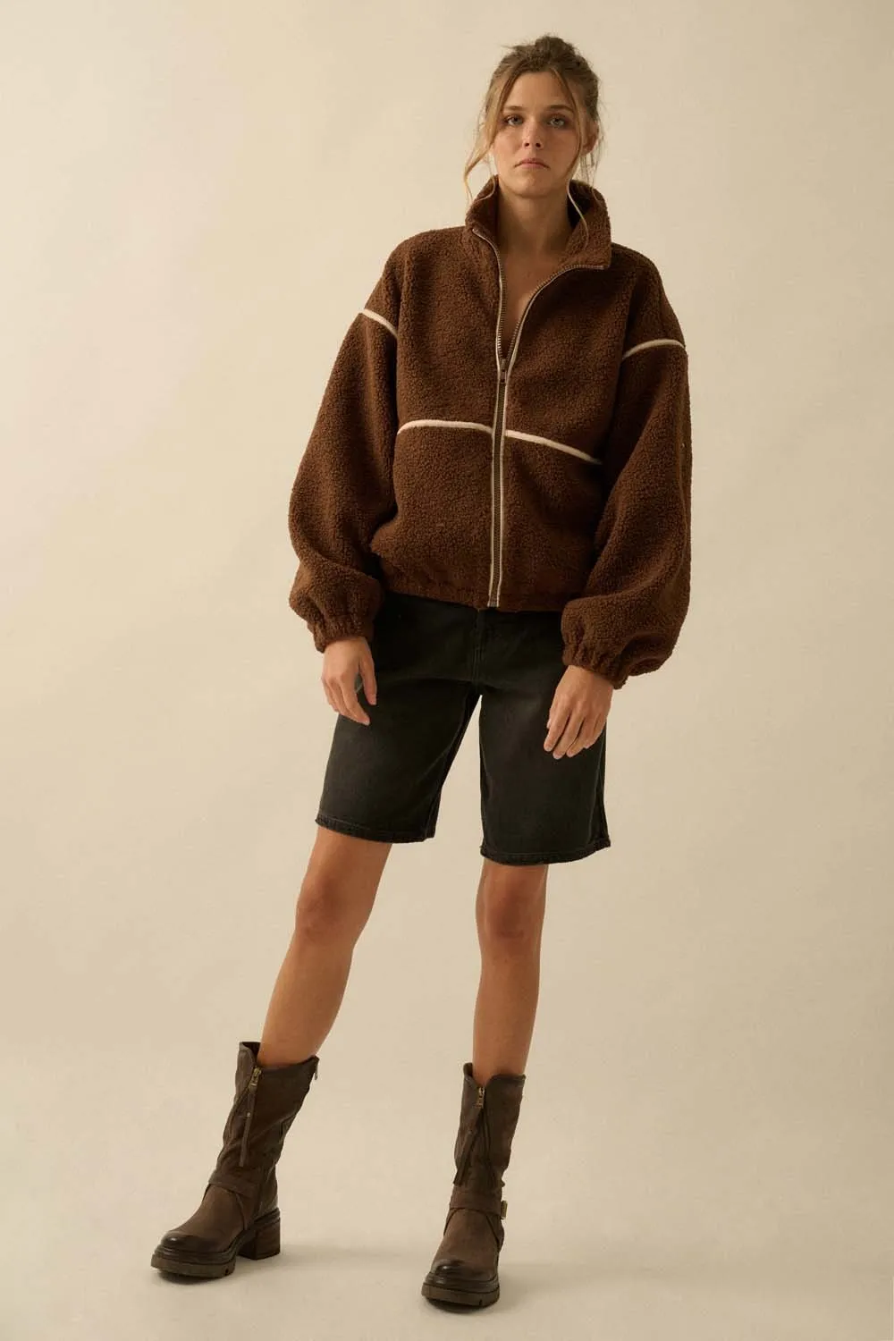 Hannah Sherpa Jacket, Chocolate sold by North & Main Clothing Company product image thumbnail 4