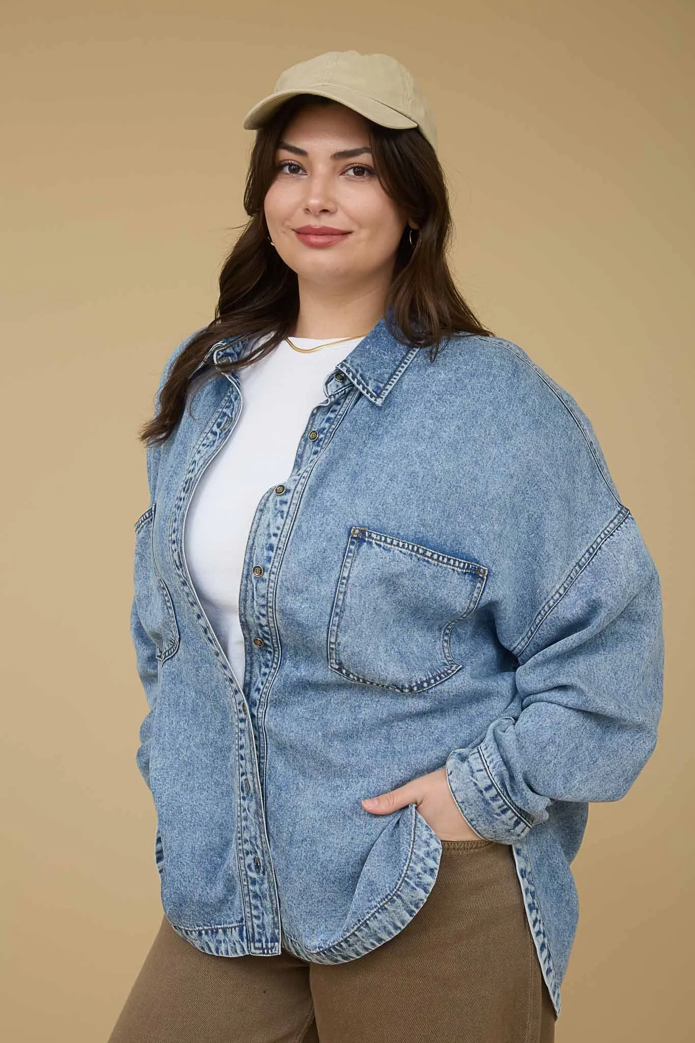 Luci Button Down Shirt, Chambray | Extended Sizes sold by North & Main Clothing Company product image thumbnail 2