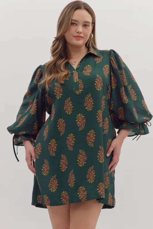 Parry Half Sleeve Mini Dress, Hunter Green | Plus Size sold by North & Main Clothing Company